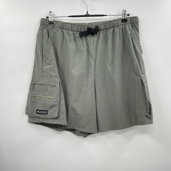 Columbia Sportswear Nylon Cargo Hiking Shorts Green Adjustable Waist Mens Large - Picture 1 of 7